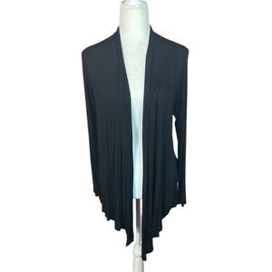 Classic Black Open Front Knit Cardigan
